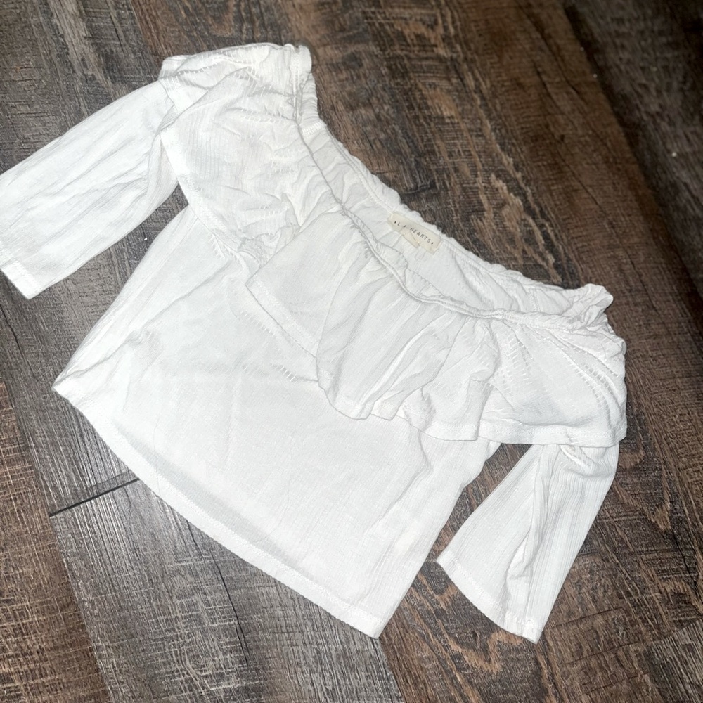 LA Hearts off the shoulder white top